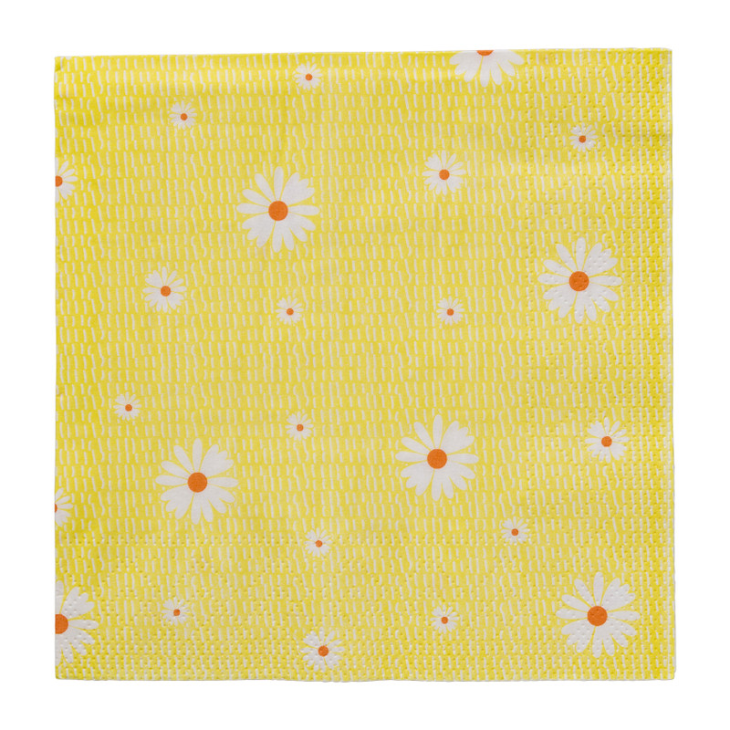 Servet bloem - geel/oranje - set van 12 - 33x33 cm 