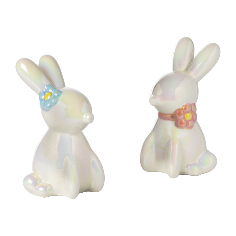 Paashaas beeldje ballon - blauw - 13x8x8 cm