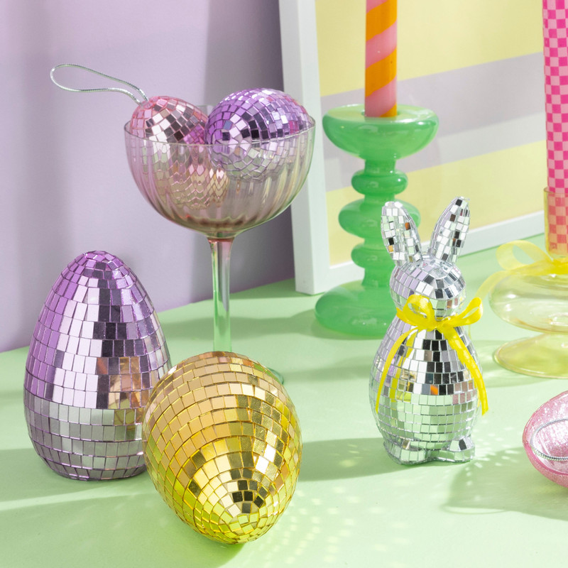 Paasei disco groot - diverse varianten - ø8x12 cm