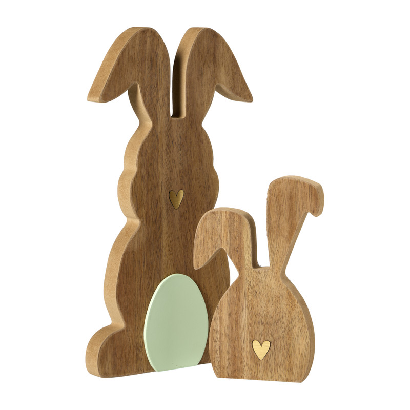 Haas met hartje klein - hout - 16x10x2 cm