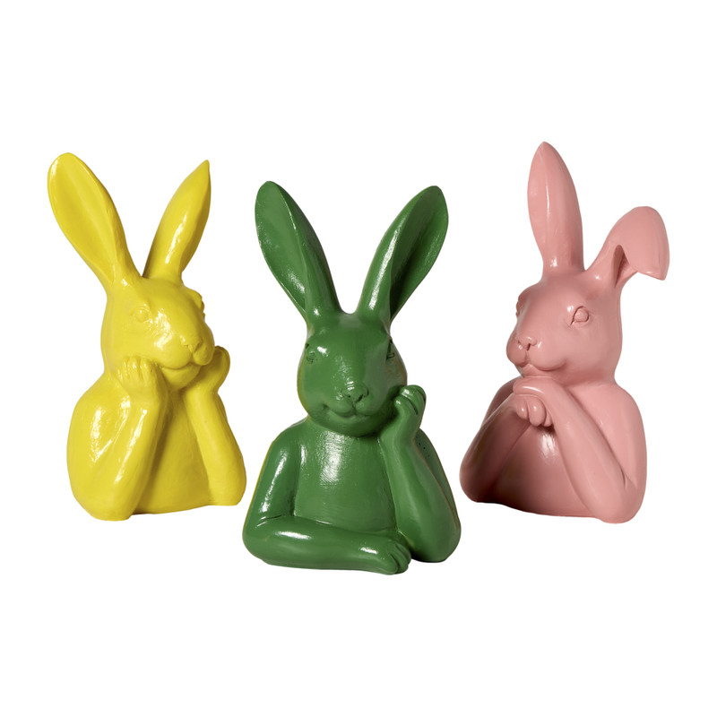 Beeldje haas - geel - 15.5x8.5x7 cm