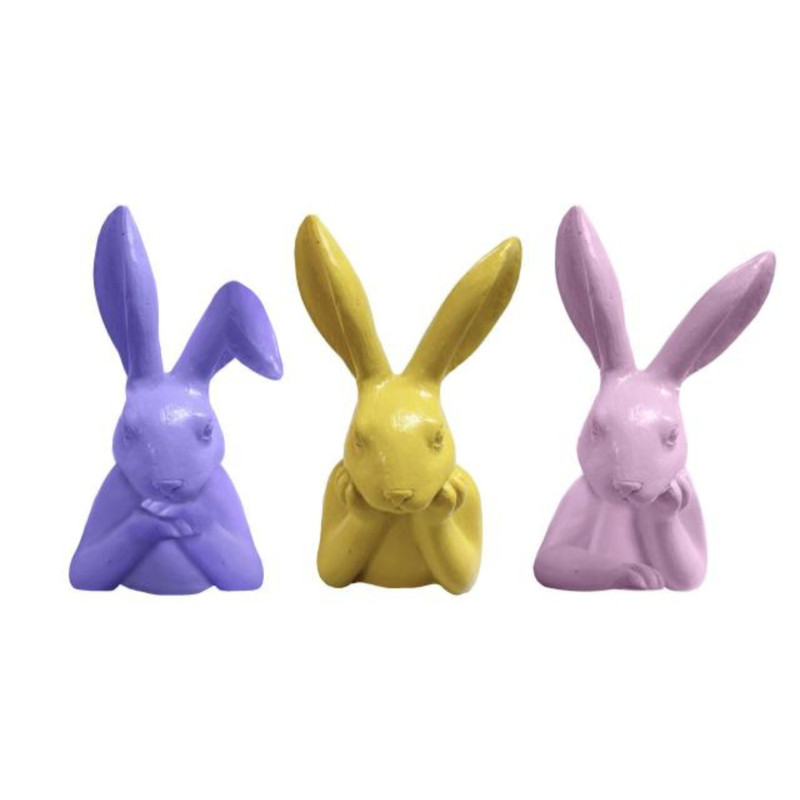 Beeldje haas - geel - 15.5x8.5x7 cm