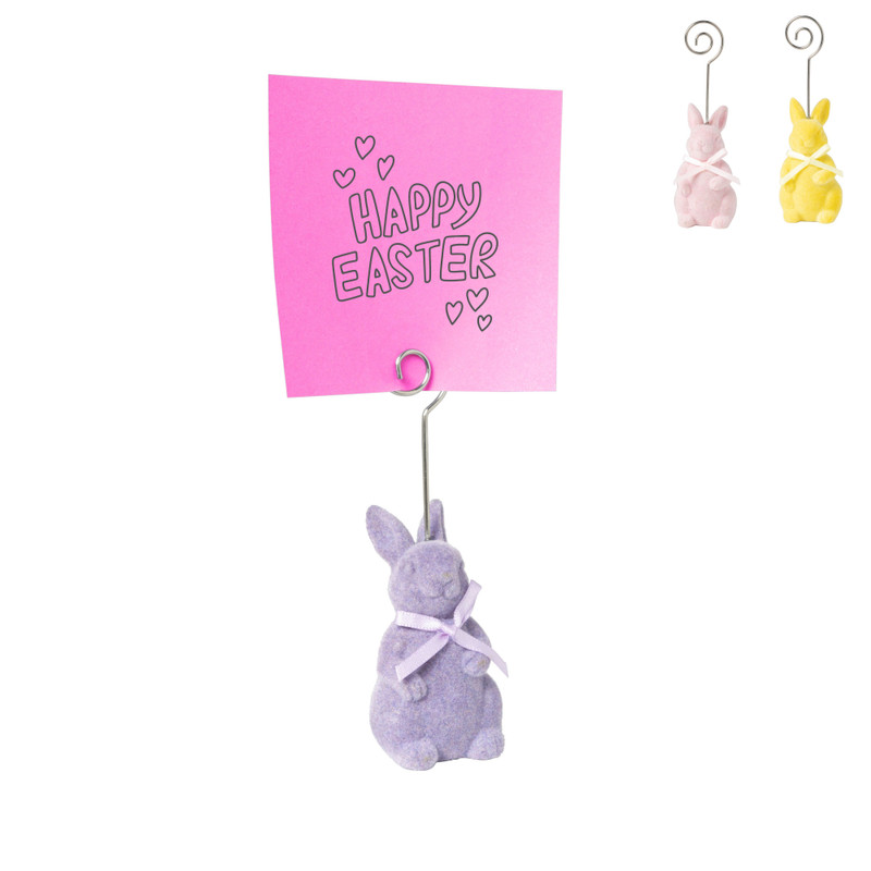 Kaart houder konijn velvet - diverse varianten - ø3.3x11.5 cm