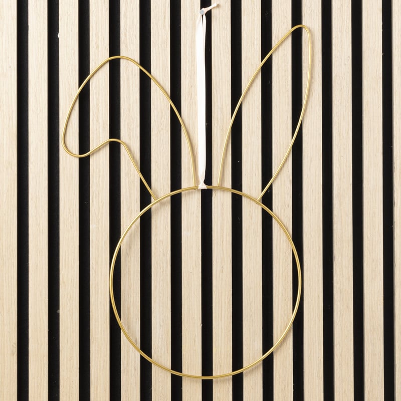 Muurhanger metaal konijn - goudkleurig - 45x30 cm