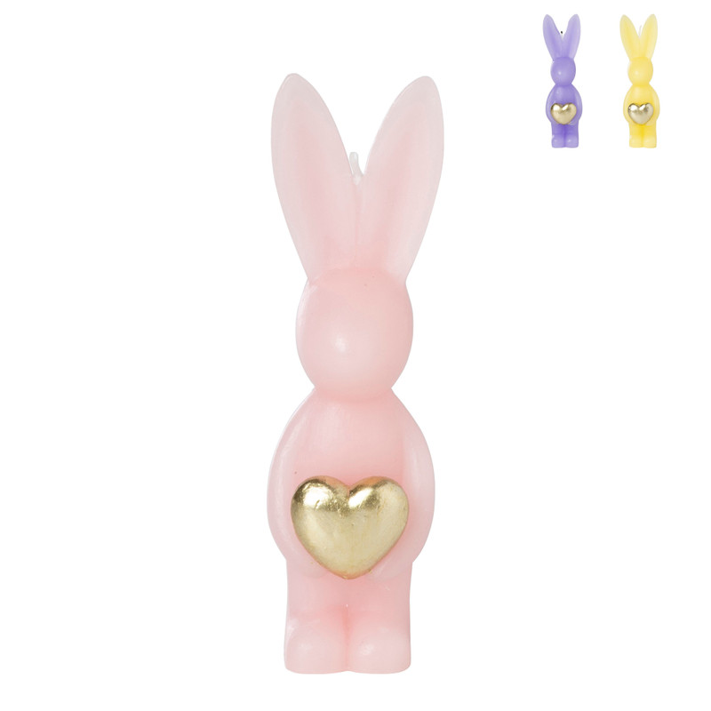 Kaars haas met gouden hart - diverse varianten - ø4x14 cm