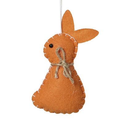 Hanger konijn vilt - oranje - 11 cm