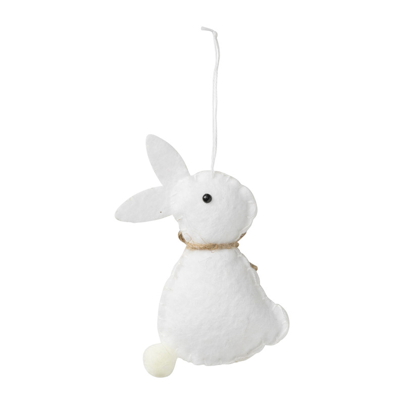 Hanger konijn vilt - wit - 11 cm