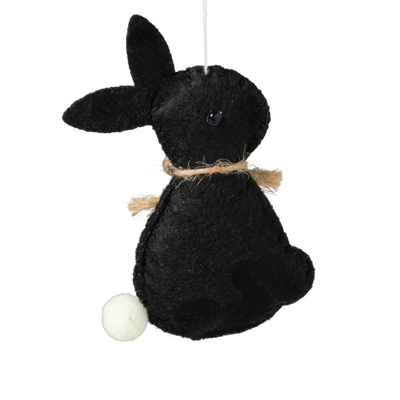 Hanger konijn vilt - zwart - 11 cm