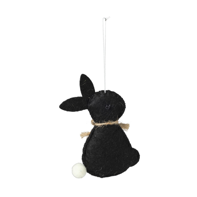 Hanger konijn vilt - zwart - 11 cm