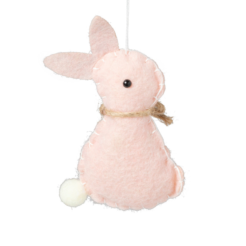 Hanger konijn vilt - roze - 11 cm