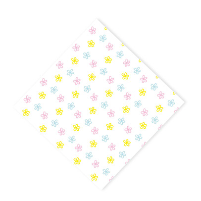 Servetten bloem set van 12 - wit/roze/geel - papier - 33x33 cm