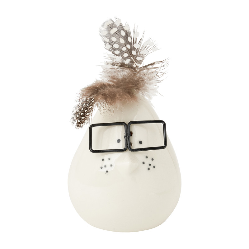 Kuiken beeldje met bril - wit - 8.5 cm 