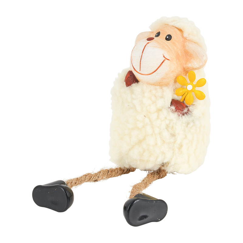 Zittend schaapje met bloem - 23 cm