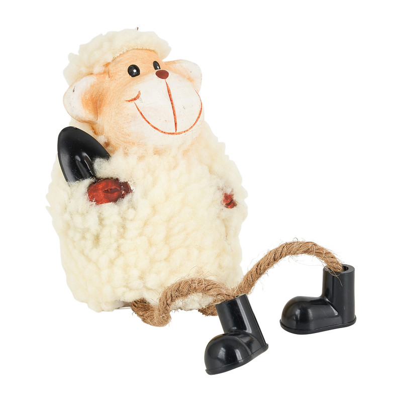 Zittend schaapje met schep - 23 cm 