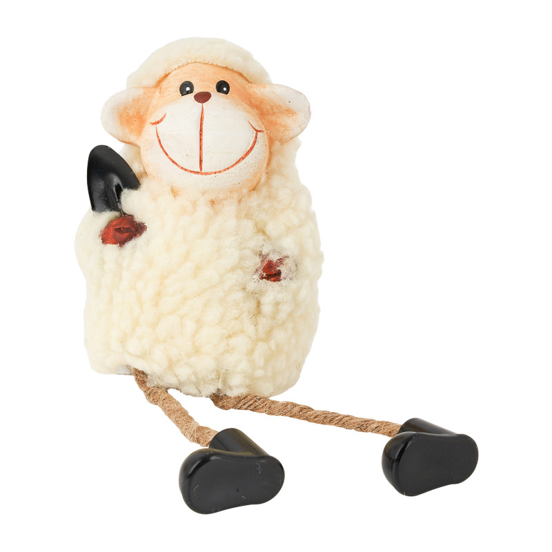 Zittend schaapje met schep - 23 cm 