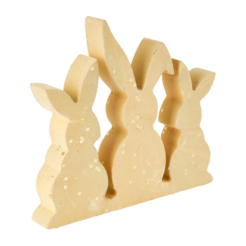 Konijntjes - geel - met gouden glitters - 15 cm