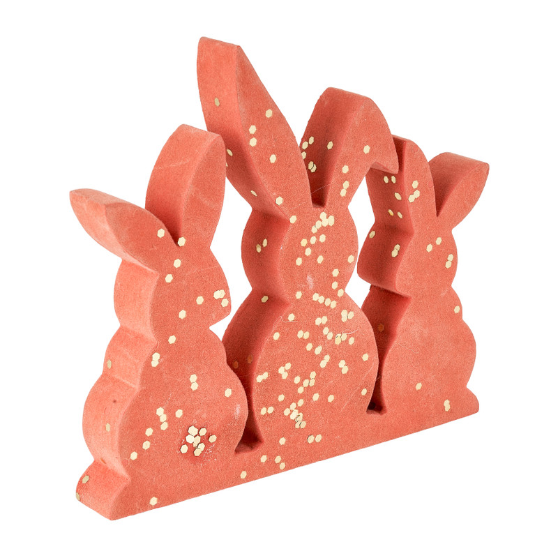 Konijntjes oranje - met gouden glitters - 15 cm