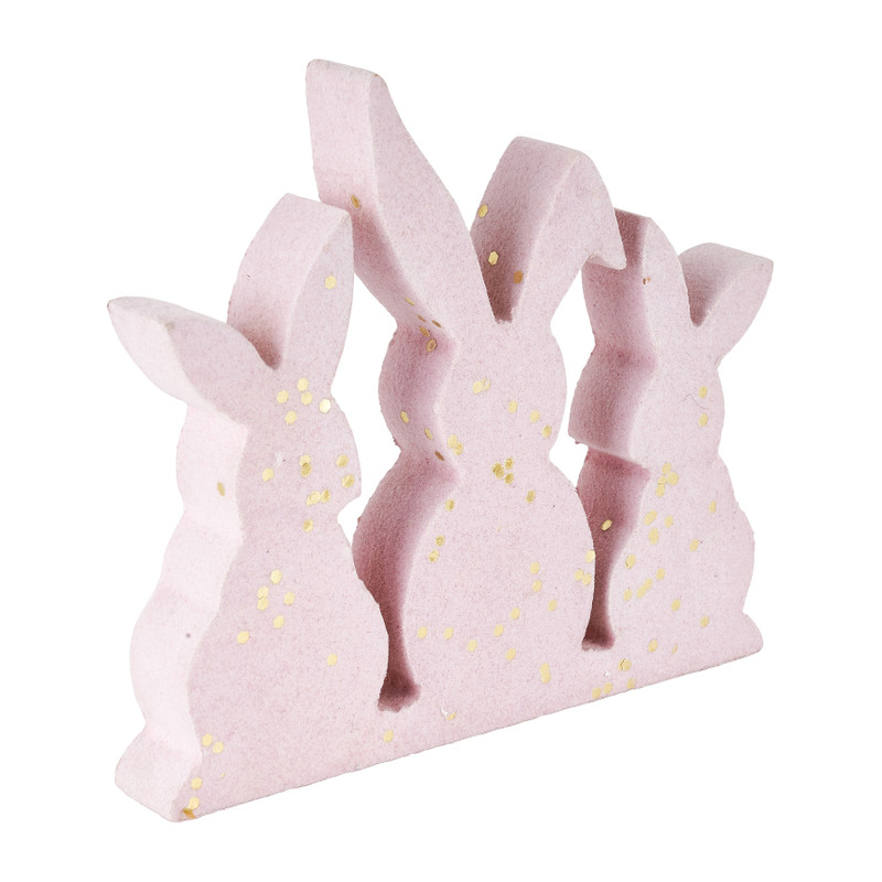 Konijntjes roze - met gouden glitters - 15 cm