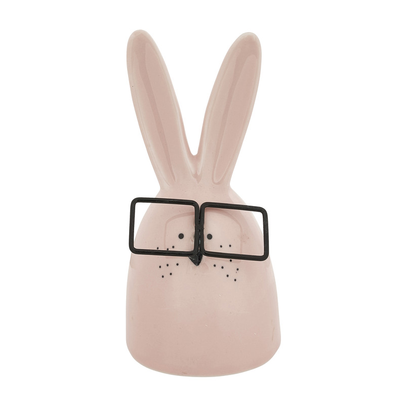Paaskonijn met bril - roze - 15 cm 