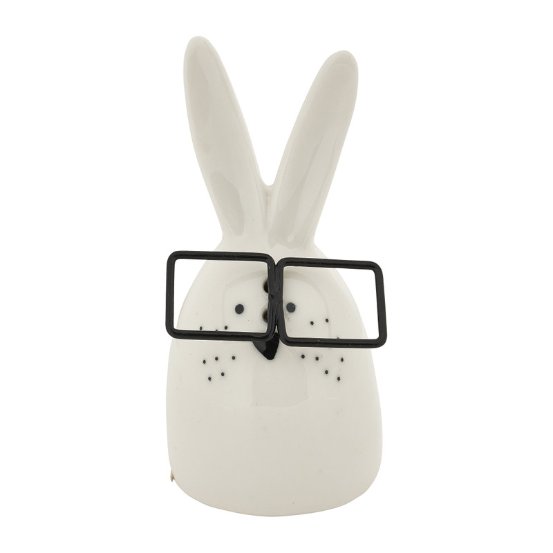 Paaskonijn met bril - wit -  10 cm