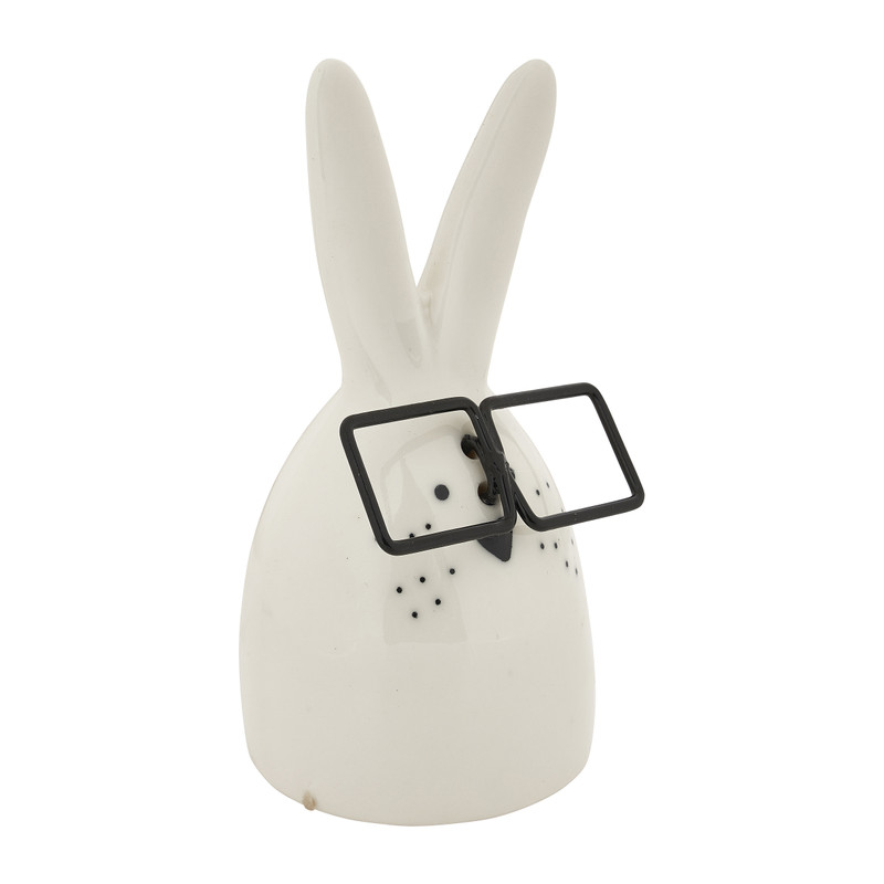 Paaskonijn met bril - wit -  10 cm