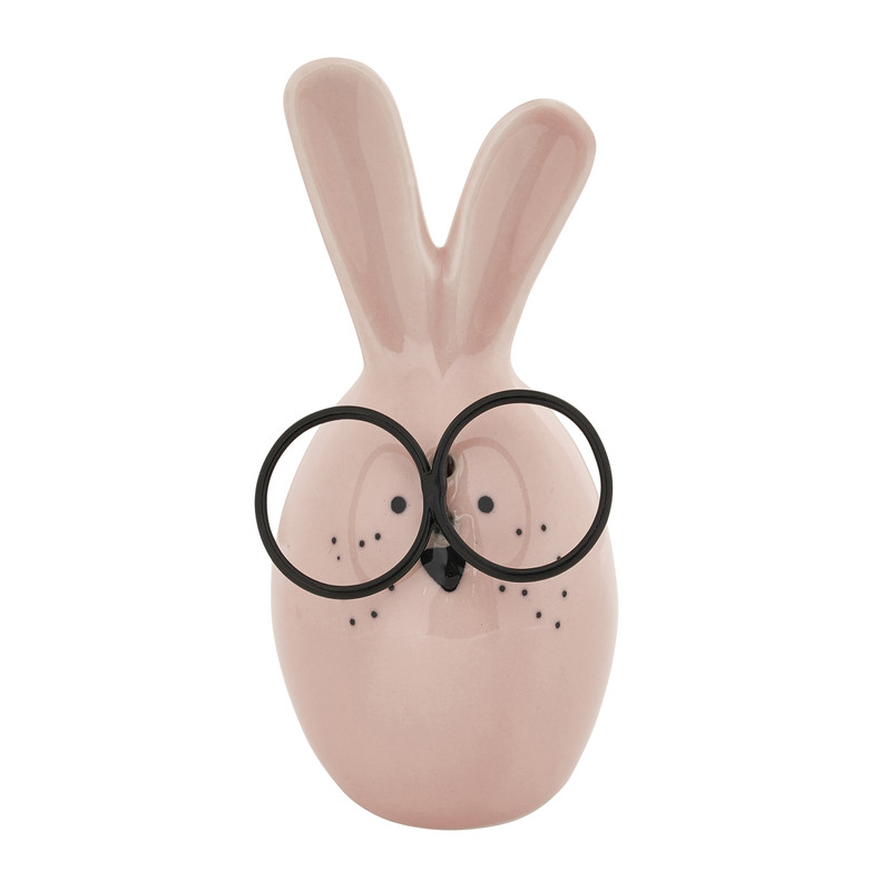 Paaskonijn met bril - roze -  10 cm