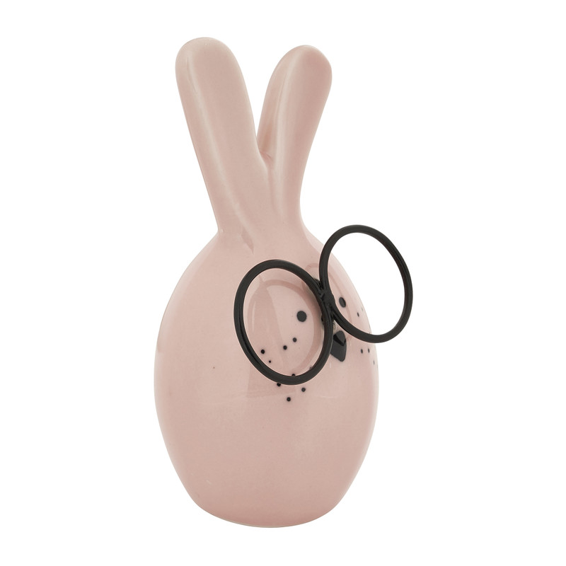 Paaskonijn met bril - roze -  10 cm