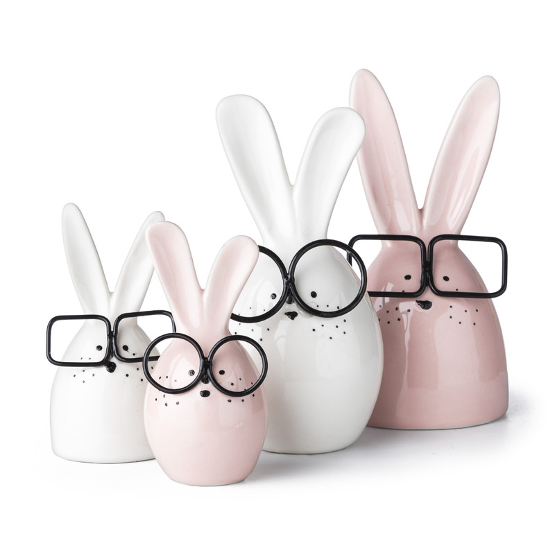 Paaskonijn met bril - roze -  10 cm