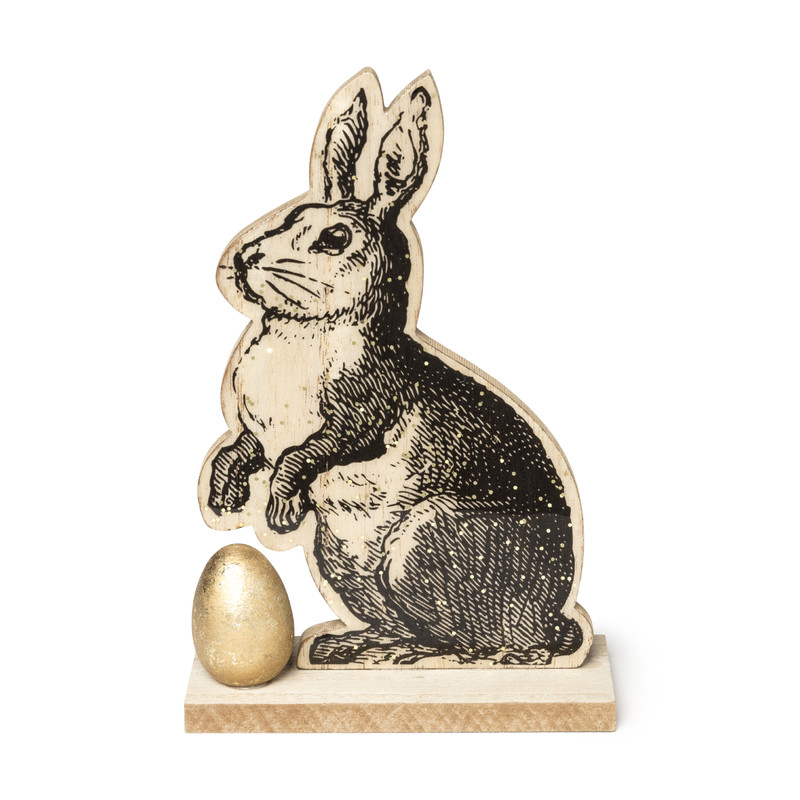 Paashaas met gouden ei - links - 18 cm