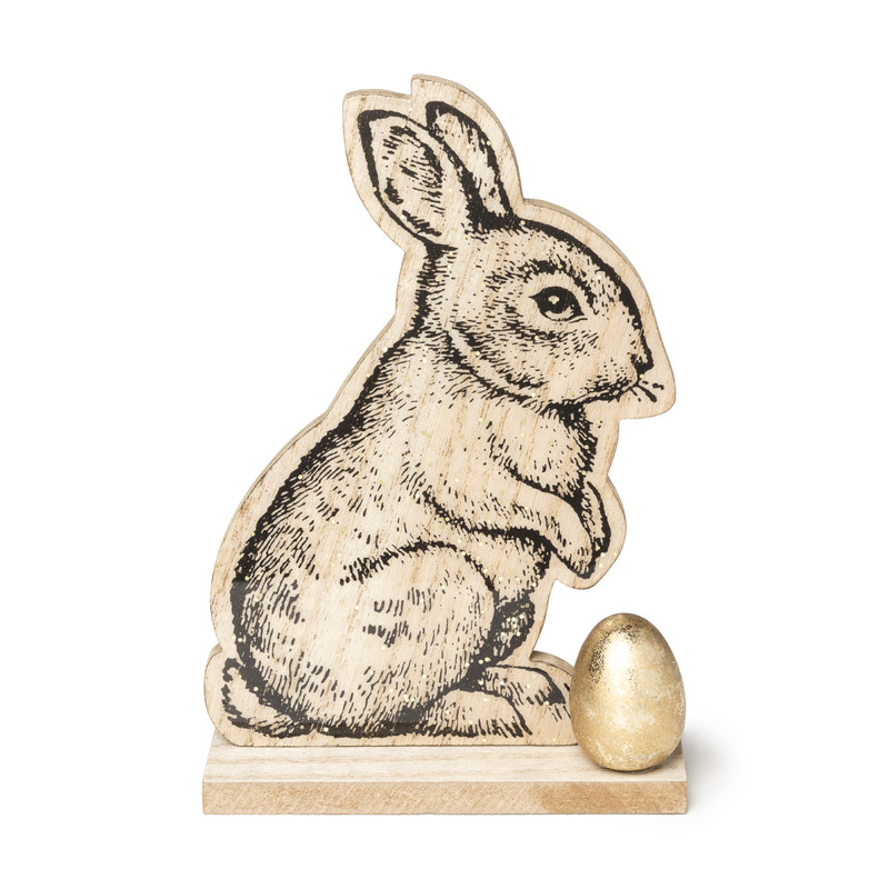 Paashaas met gouden ei - rechts - 18 cm