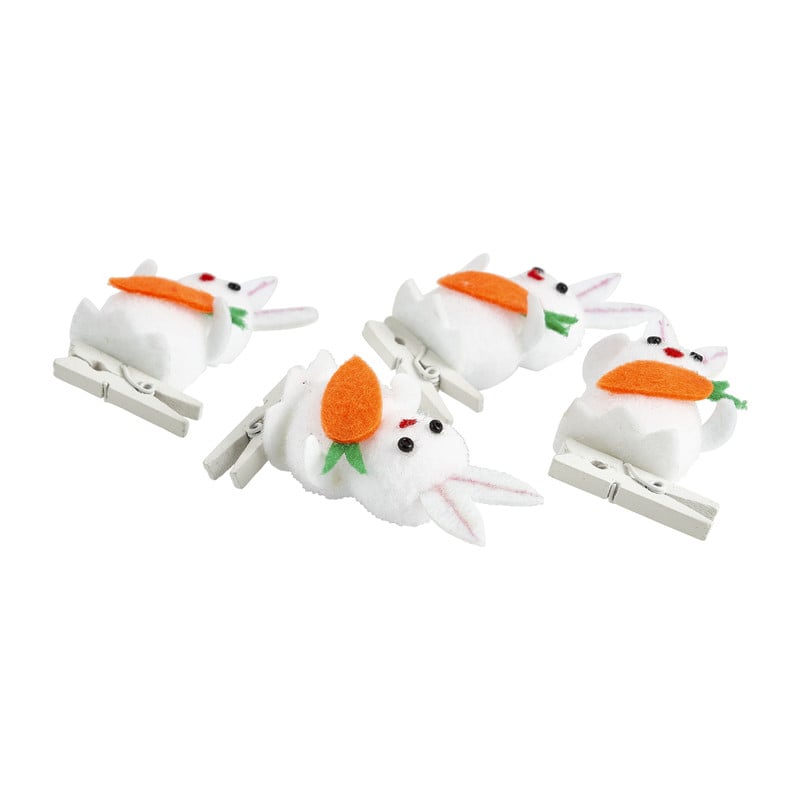 Paaskonijntjes op knijper - 4 stuks