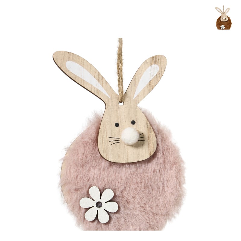 Paashanger pluche konijn - multikleur - diverse varianten