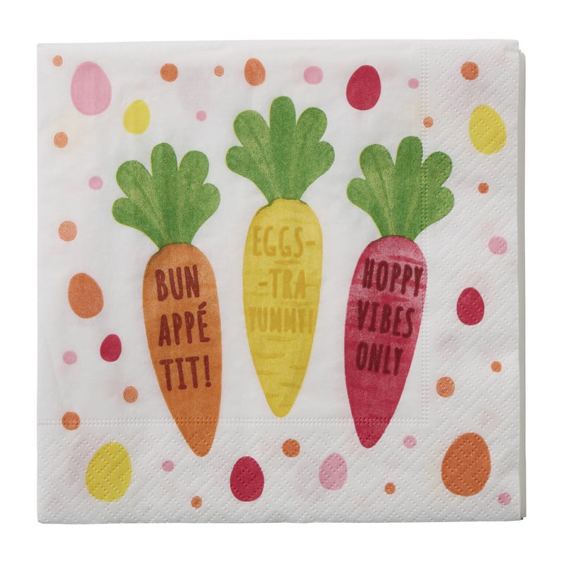 Servetten wortels - wit - 33x33 cm - set van 20