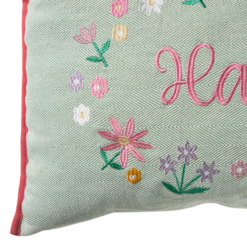 Kussen bloem happy easter - multikleur - 35x50 cm