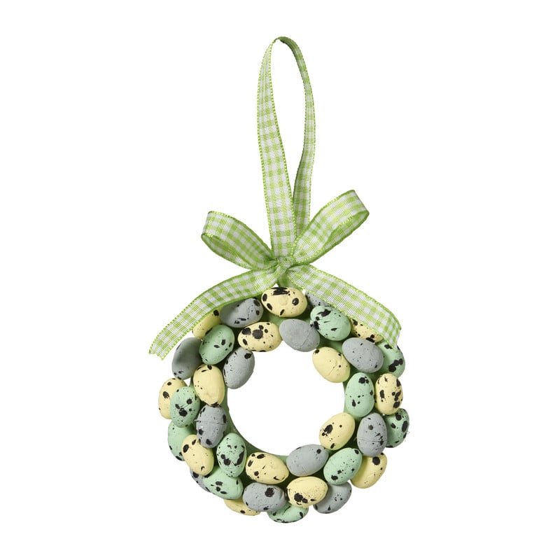 Paaskrans met gekleurde eitjes en strikjes  - multikleur - ø9x2.5 cm