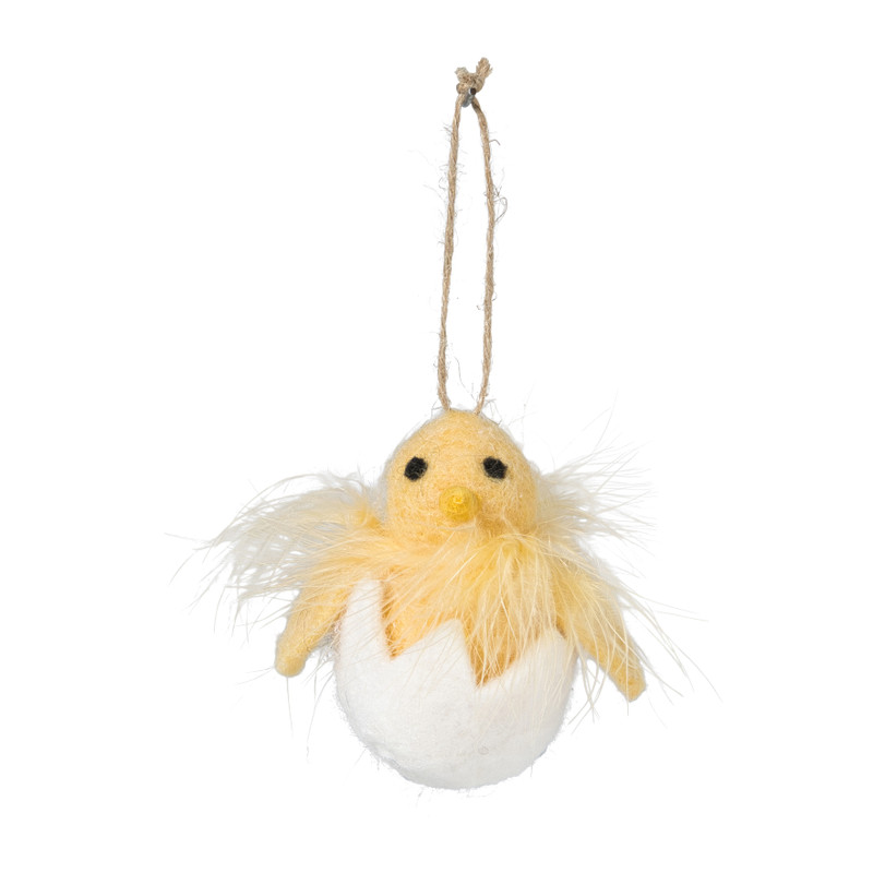 Paashanger kuiken in ei vilt - geel