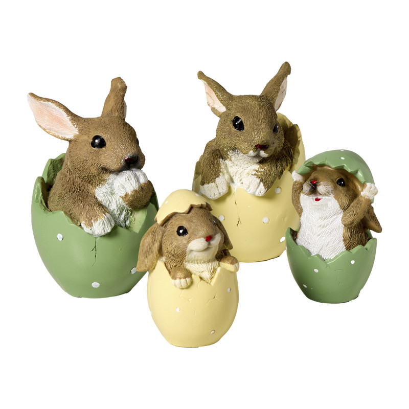 Beeldje haas in ei - groen - 10.5x7x6 cm