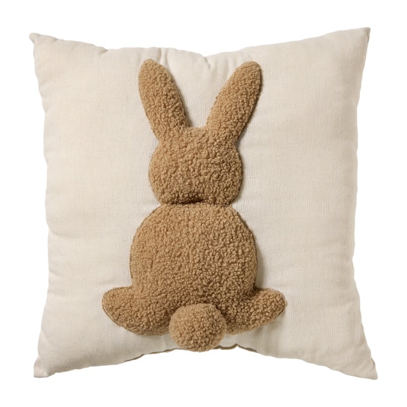 Kussen paashaas - beige/bruin - 45x45cm 