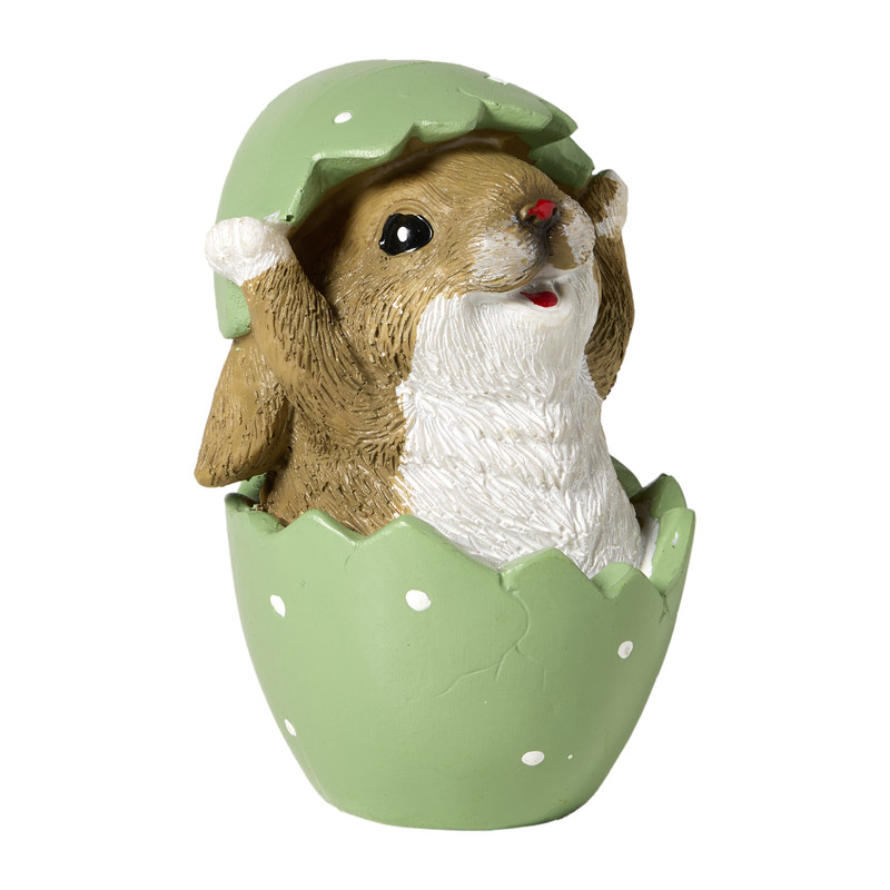 Beeldje paashaas in ei klein - geel - ø7x10.5 cm