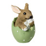 Beeldje paashaas in ei groot - geel - ø10x14 cm