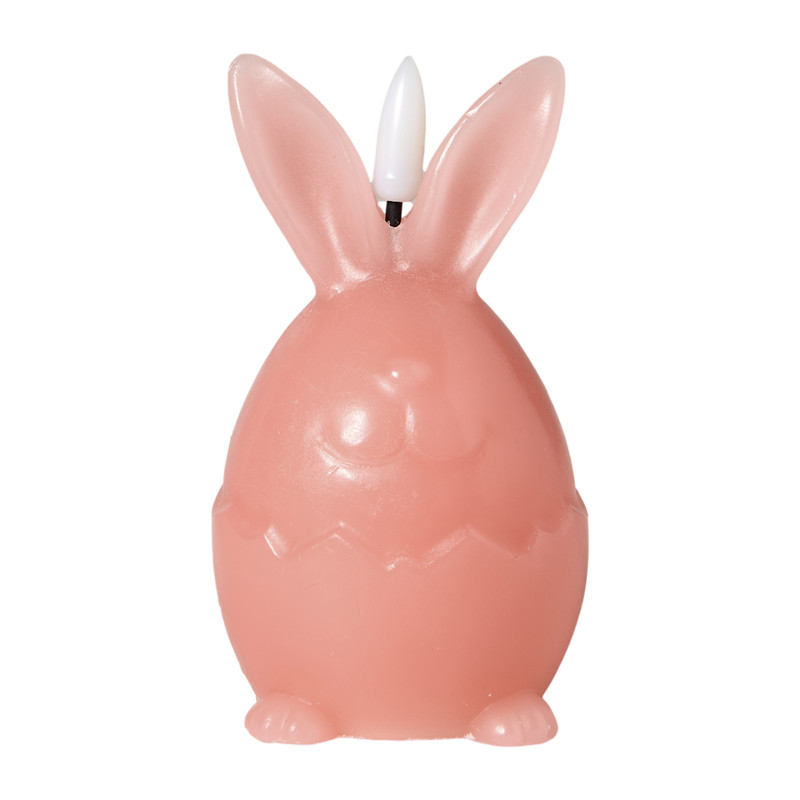 LED kaars paashaas - roze - ø6.4x11 cm