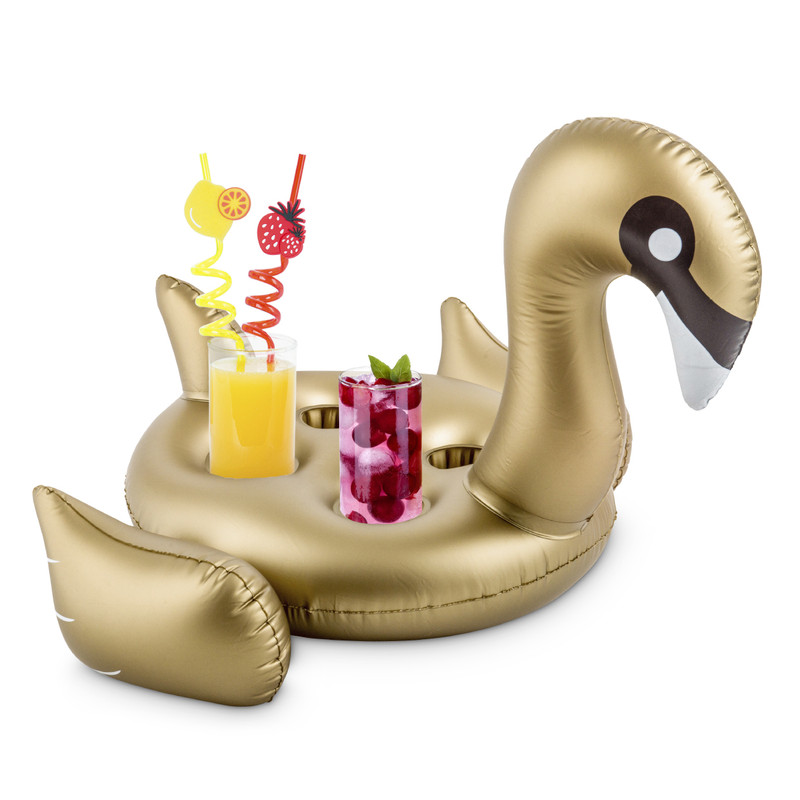 Zwaan drinkhouder - goudkleurig - 32x30x44 cm