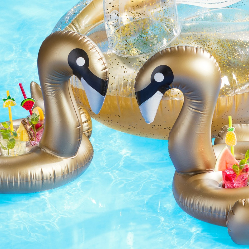 Zwaan drinkhouder - goudkleurig - 32x30x44 cm