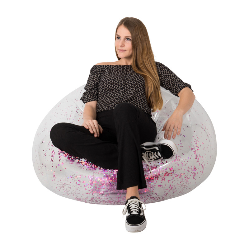 Opblaasbare glitterstoel - roze