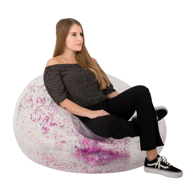 Opblaasbare glitterstoel - roze