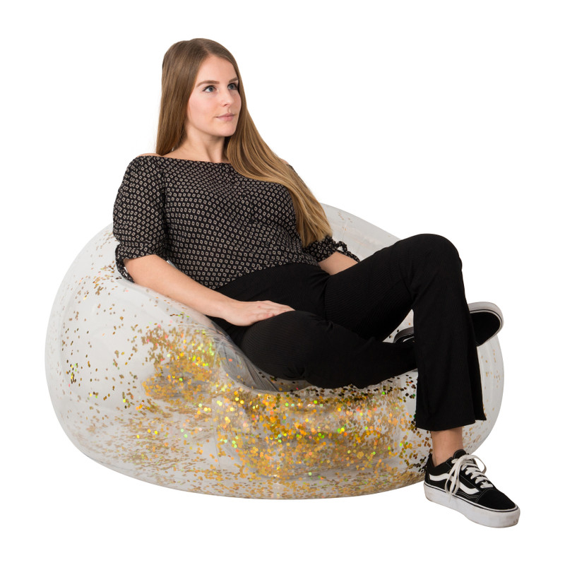 Opblaasbare glitterstoel - goud