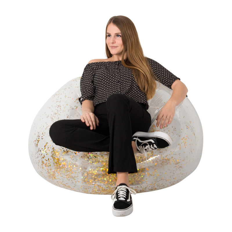 Opblaasbare glitterstoel - goud