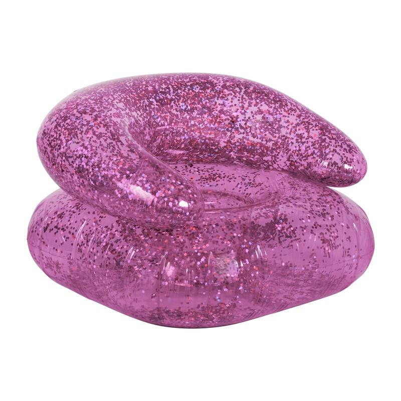 Opblaasbare kinderstoel glitter - roze