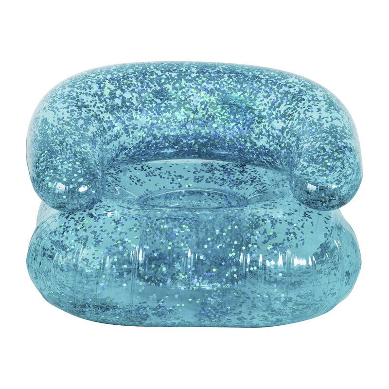 Opblaasbare kinderstoel glitter - blauw
