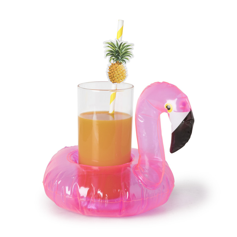 Drinkhouder flamingo - roze - 20x18 cm